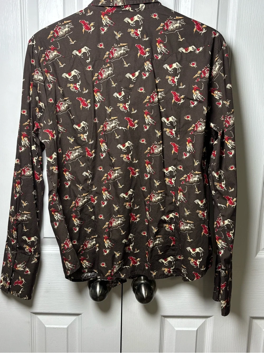 Roper XL Stretch Western Snap Shirt Rodeo Cowboy Horse Print 100% Cotton - Picture 3 of 11